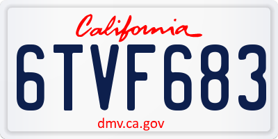 CA license plate 6TVF683