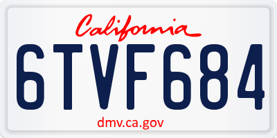 CA license plate 6TVF684