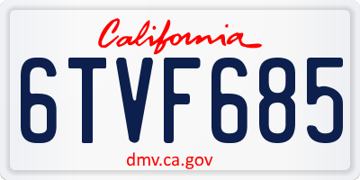 CA license plate 6TVF685