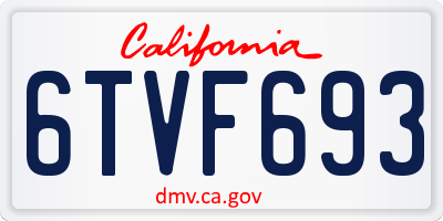 CA license plate 6TVF693