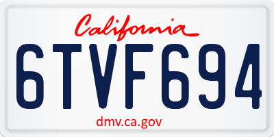 CA license plate 6TVF694