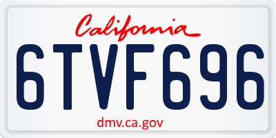 CA license plate 6TVF696