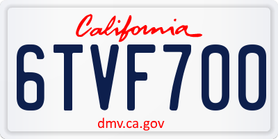 CA license plate 6TVF700