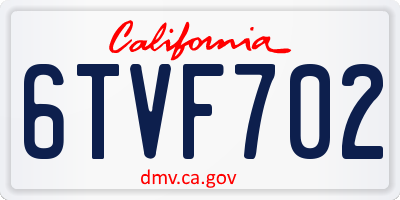 CA license plate 6TVF702