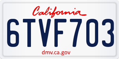 CA license plate 6TVF703