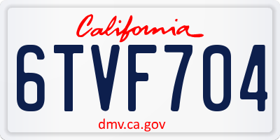 CA license plate 6TVF704