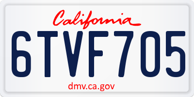 CA license plate 6TVF705