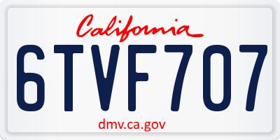 CA license plate 6TVF707