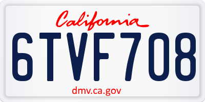 CA license plate 6TVF708