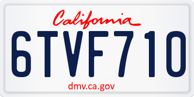 CA license plate 6TVF710