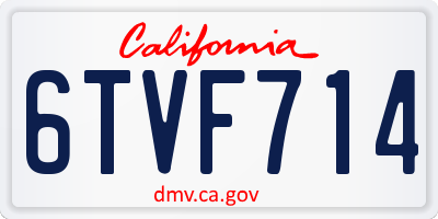 CA license plate 6TVF714