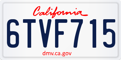 CA license plate 6TVF715