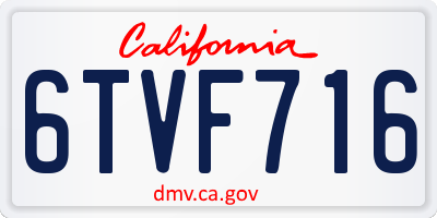 CA license plate 6TVF716