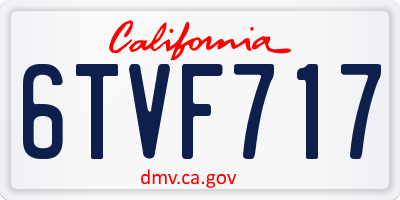 CA license plate 6TVF717