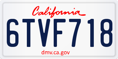 CA license plate 6TVF718