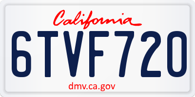 CA license plate 6TVF720