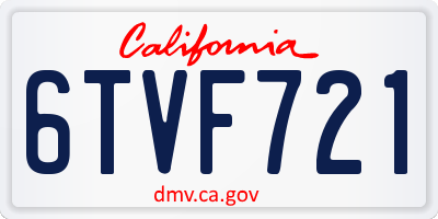 CA license plate 6TVF721