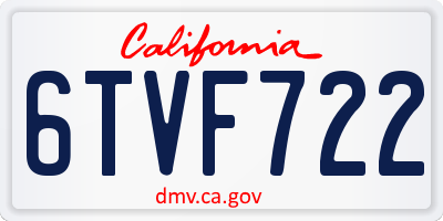 CA license plate 6TVF722