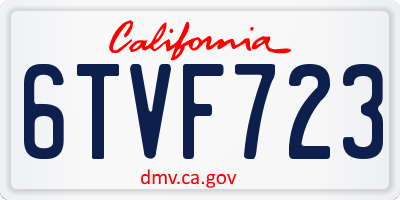 CA license plate 6TVF723