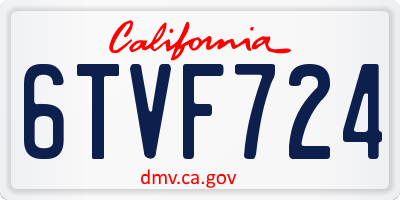 CA license plate 6TVF724