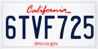 CA license plate 6TVF725