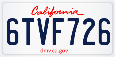 CA license plate 6TVF726