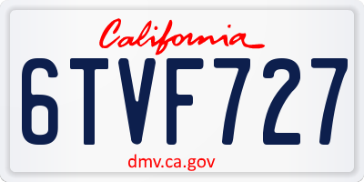 CA license plate 6TVF727