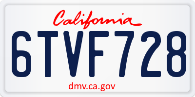 CA license plate 6TVF728