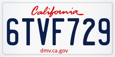 CA license plate 6TVF729