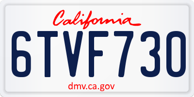 CA license plate 6TVF730