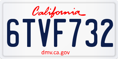 CA license plate 6TVF732