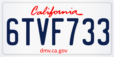 CA license plate 6TVF733