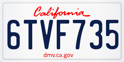 CA license plate 6TVF735