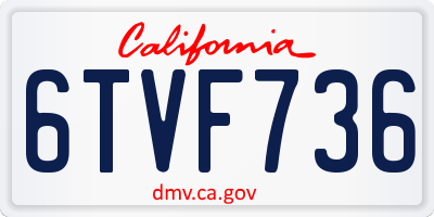 CA license plate 6TVF736