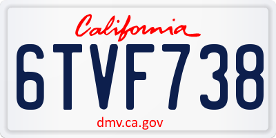 CA license plate 6TVF738