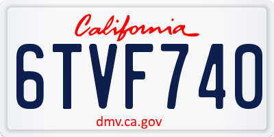 CA license plate 6TVF740