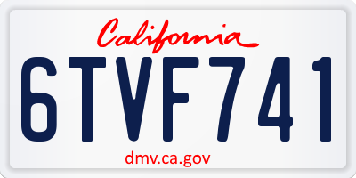 CA license plate 6TVF741