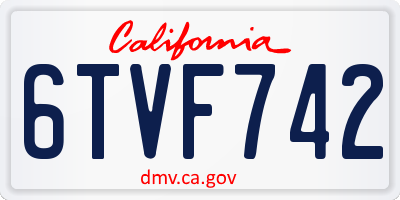 CA license plate 6TVF742