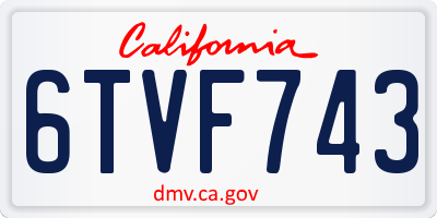 CA license plate 6TVF743