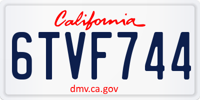 CA license plate 6TVF744