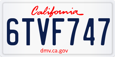 CA license plate 6TVF747