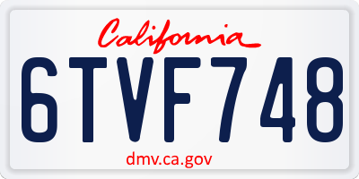 CA license plate 6TVF748