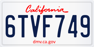 CA license plate 6TVF749