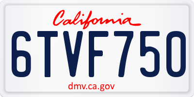 CA license plate 6TVF750