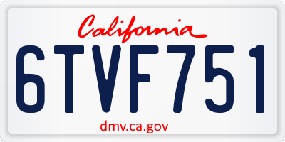 CA license plate 6TVF751