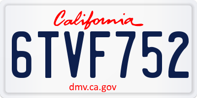 CA license plate 6TVF752