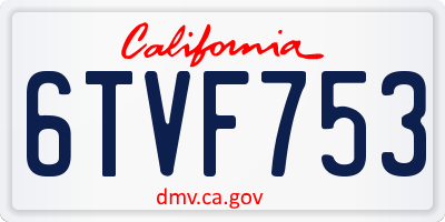 CA license plate 6TVF753