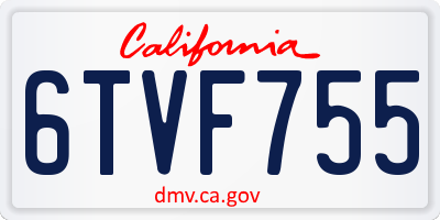 CA license plate 6TVF755