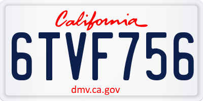 CA license plate 6TVF756