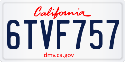 CA license plate 6TVF757